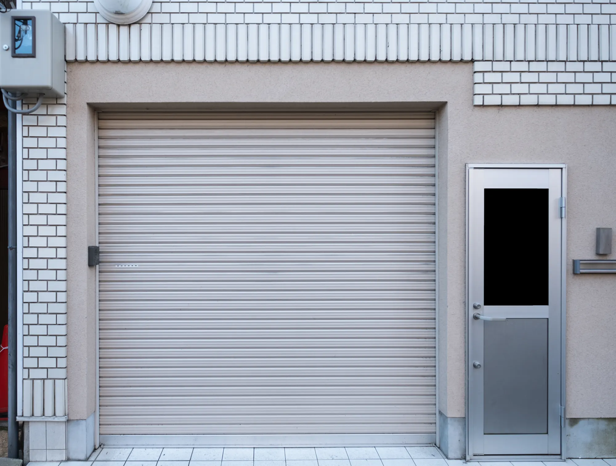 Garage with door residence